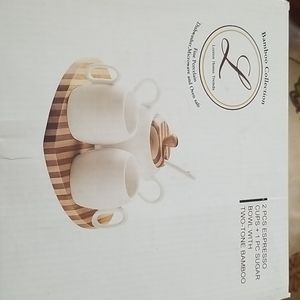 Bamboo collection espresso cups and sugar bowl